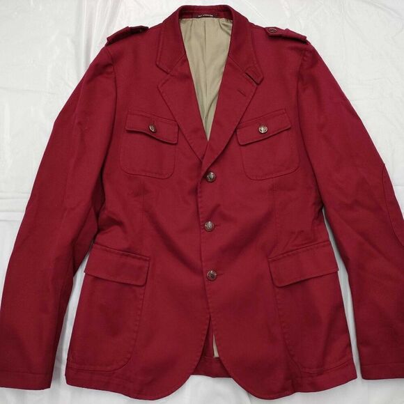 SUPER RARE Gucci Men's Military-Style Red Blazer Jacket, Size 50R - Picture 1 of 9